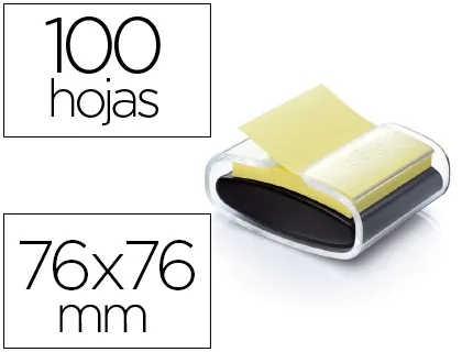 Soporte Bloc de Notas Adhesivas Quita y Pon Post-it Super Sticky z Notes Color Negro Con 1 Bloc 76x76 mm