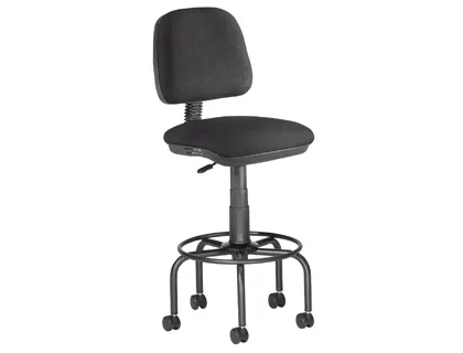 Taburete Con Respaldo Rocada Para Mesa de Dibujo Negro Regulable en Altura Hasta 725 mm Tela Ignifuga