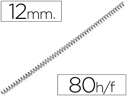 Espiral Metalico q-Connect 64 5:1 12 mm 1mm Caja de 200 Unidades
