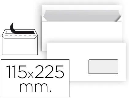 Sobre Liderpapel n 4 Blanco Americano Ventana Derecha 115x225 mm Tira de Silicona Paquete de 25 Unidades