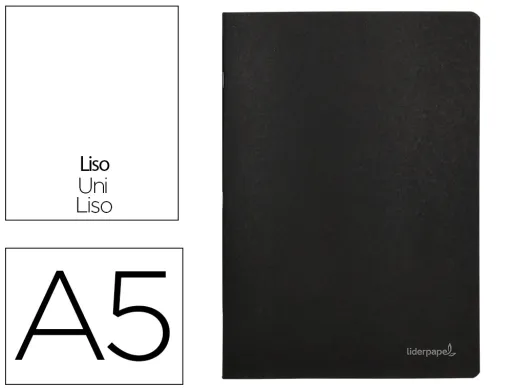 Libreta Liderpapel Tapa Negra a5 80 Hojas 60g/m2 Liso Con Doble Margen