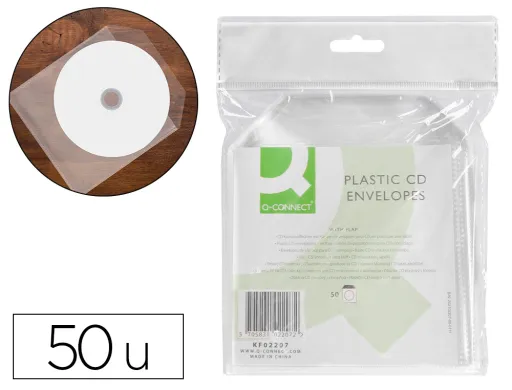 Sobre Para cd q-Connect Polipropileno Con Solapa -Pack de 50 Unidades