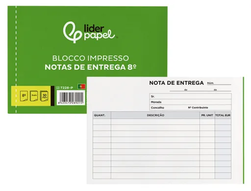 Talonario Liderpapel Entregas Octavo Apaisado 228 Duplicado -Texto en Portugues