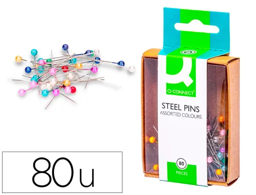Aguja Señalizadora q-Connect Caja de 80 Unidades Colores Surtidos