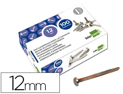 Encuadernadores Liderpapel Niquelados n.0 12 mm Caja de 100 Unidades