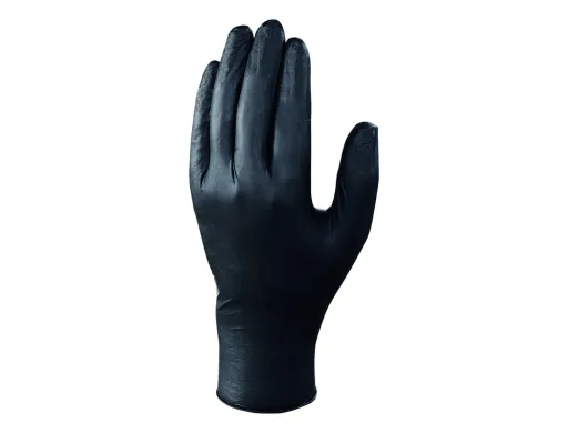 Guantes de Nitrilo Deltaplus Quimico Desechable no Empolvado Talla 8/9 Color Negro Caja de 100 Unidades
