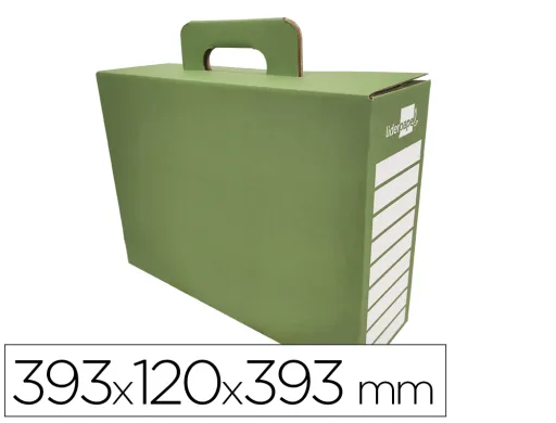 Caja Archivador Definitivo Liderpapel Carton Reforzado Con Asa Color Verde Cheque Libro 393x120x279mm