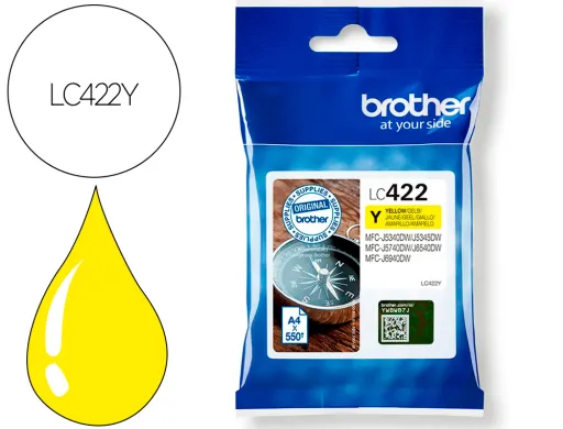 Ink-Jet Brother lc-422y Yellow Mfc-J5340dw / Mfc-J5740dw / Mfc-J6540dw / Mfc-J6940dw 550 Paginas