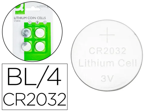 Pila q-Connect Tipo Boton Litio Cr2032 3v Blister de 4 Unidades