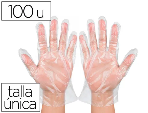 Guantes de Plastico Desechable Para Trabajos de Corta Duracion Bolsa de 100 Unidades Talla Unica