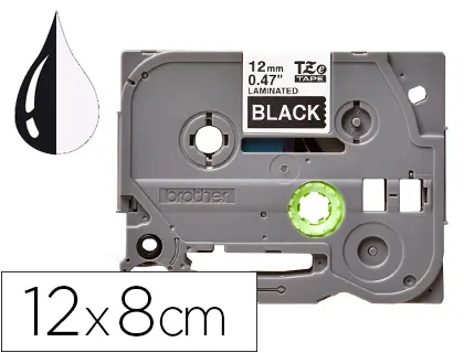 Cinta q-Connect Tze-335 Negro-Blanco 12mm Longitud 8mt