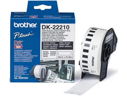 Cinta de Papel Continuo Brother dk-22210 Para Impresoras ql -29mmx30,48mts-
