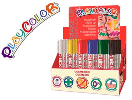 Barra de Maquillaje Playcolor Make up Metallic Expositor de 24 Unidades Colores Surtidos