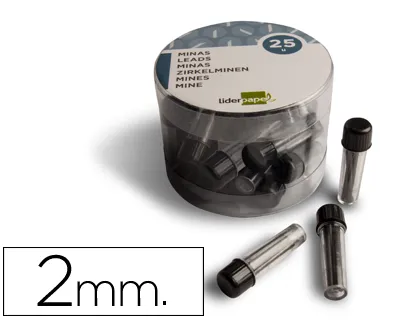Minas Liderpapel Grafito 2 mm Para Compas Tubo de 3 Minas