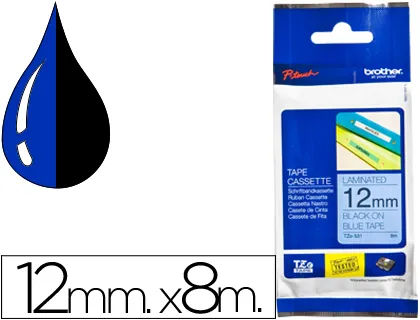 Cinta Brother Tze531 Azul-Negro 12mm Longitud 8 m
