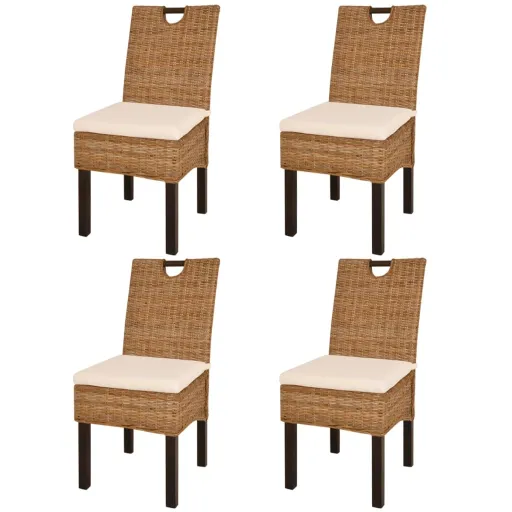 Sillas de Comedor 4 Unidades Ratán Kubu Madera de Mango