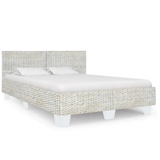 Estructura de Cama de Ratán Natural Gris 160x200 cm