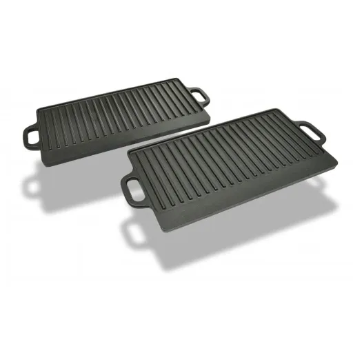 Placa Parrilla de Hierro Fundido Reversible 38x23cm 2 Unidades