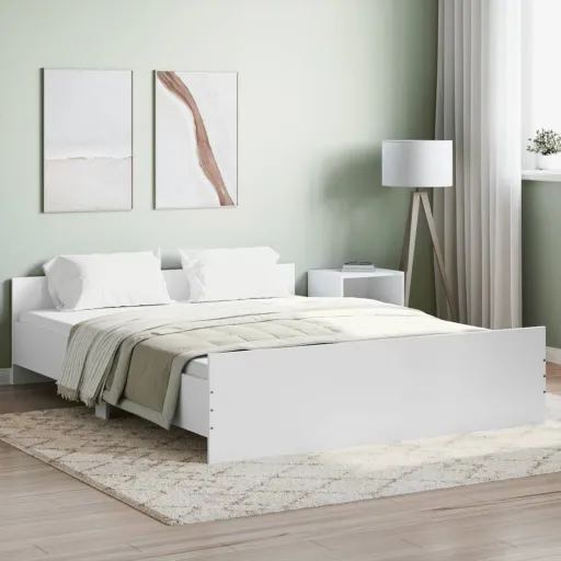 Estructura de Cama Con Cabecero y Piecero Blanco 140x200 cm
