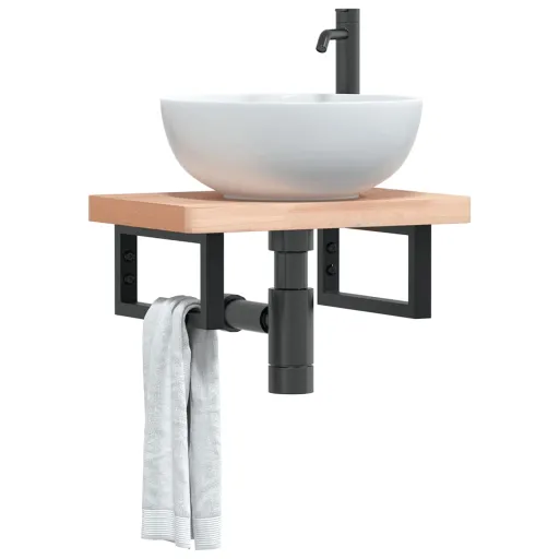 Soportes Estante de Lavabo 2 Uds Rectangular Acero Negro