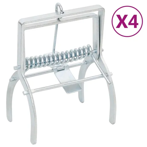 Trampas Para Topos 4 Unidades Acero Galvanizado Plateado