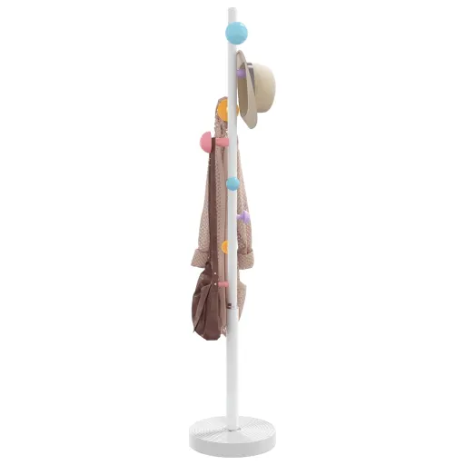Perchero de Hierro Con Recubrimiento en Polvo Blanco 172 cm