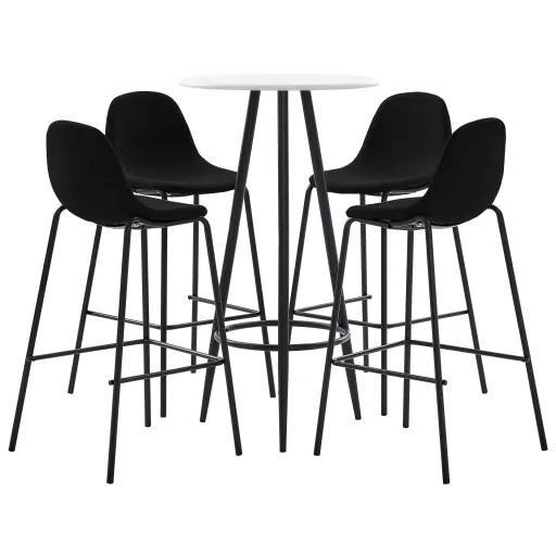 Juego de Mesa Alta y Taburetes 5 Piezas Tela Negra