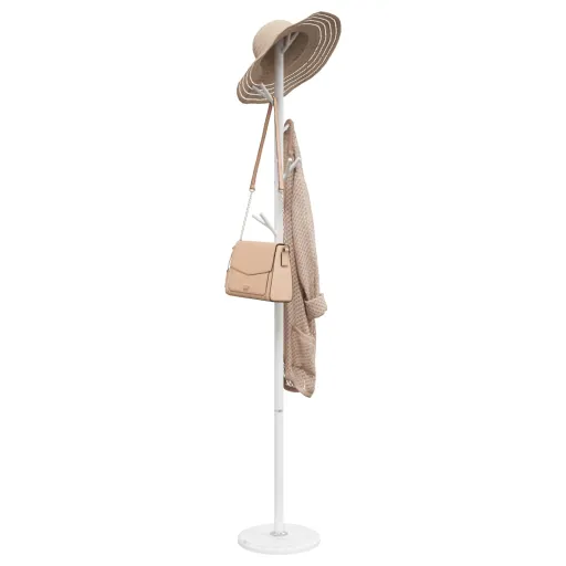 Perchero de Hierro Con Recubrimiento en Polvo Blanco 175 cm