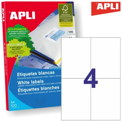 Etiquetas Autoadhesivas Apli 105x148 mm – 100 Hojas
