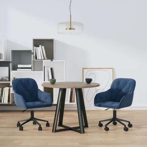 Sillas de Comedor Giratorias 2 Uds Terciopelo Azul