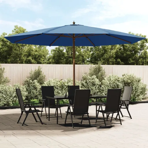Sombrilla de Jardín Con Poste de Madera Azul Azure 400x273 cm