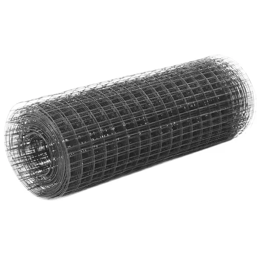 Alambrada de Gallinero Acero Recubrimiento PVC Gris 25x0,5 m