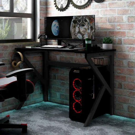 Escritorio Gaming Con Patas en Forma de K Negro 110x60x75 cm