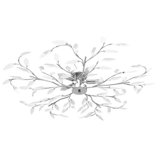 Lámpara de Techo Brazos Cristal Forma Hoja 5 Bombillas Blanco