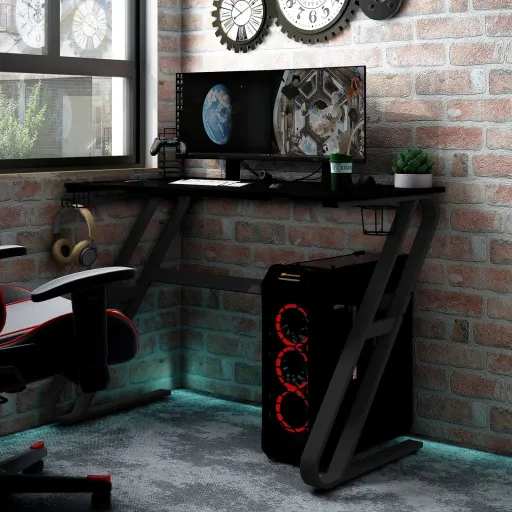 Escritorio Gaming Con Patas Forma ZZ Negro 110x60x75cm