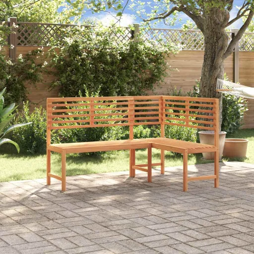 Banco de Esquina de Jardín Madera Maciza de Acacia 140 cm