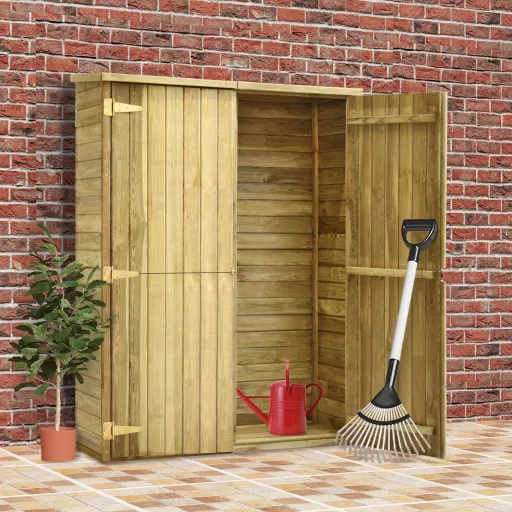 Caseta Herramientas Jardín Madera Pino Impregnada 123x50x171 cm