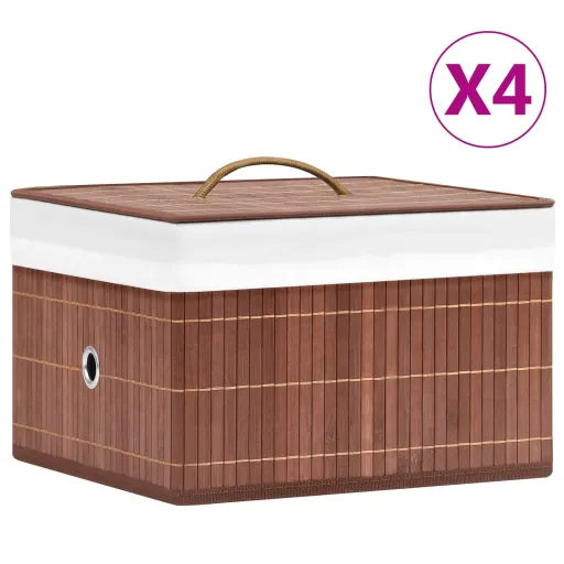 Cajas de Almacenamiento de Bambú 4 Unidades Marrón