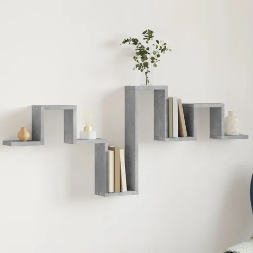 Estantería Pared Madera Ingeniería Gris Hormigón 104,5x10x43 cm