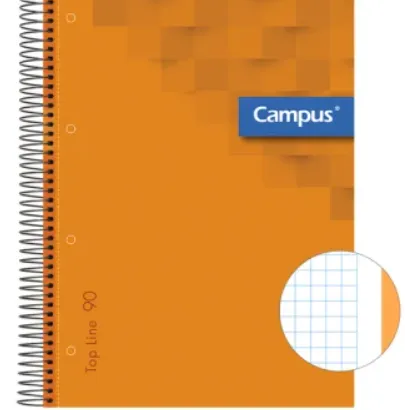 Cuaderno Espiral Campus A4 Tapa Extradura 80 Hojas Microperforado Cuadrícula 5 mm – Naranja