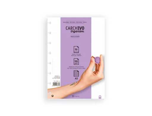 Recambio Cuaderno Carchivo Ingeniox a5 50 Hojas Horizontal